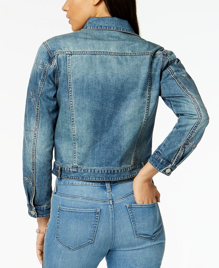 Maison Jules Star-Embroidered Denim Jacket, Created for Macy's - Macy's