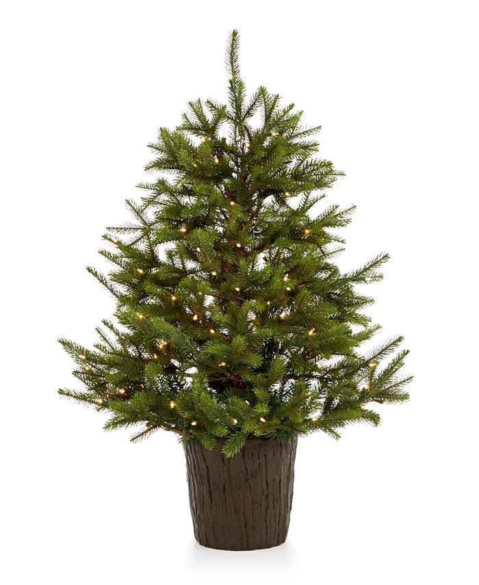 Holiday Lane 4' Mixed Tree with Bark Base & 100 Incandescent Lights ...