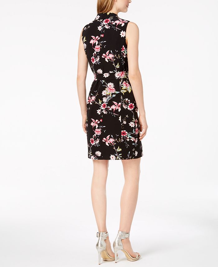 Calvin Klein Petite Belted Floral-Print Wrap Dress - Macy's