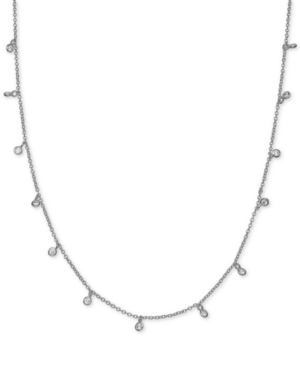 image of Giani Bernini Cubic Zirconia Dangle Chain Necklace in Sterling Silver, 16