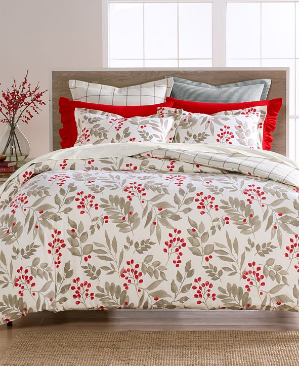 Martha Stewart Collection Bayberry Cotton Flannel Bedding Collection, Created for Macy&#39;s ...