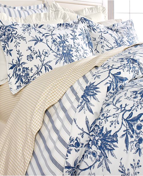 Martha Stewart Collection Cozy Toile Cotton Flannel Full/Queen Duvet Cover, Created for Macy's