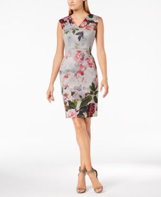 calvin klein floral print sheath dress