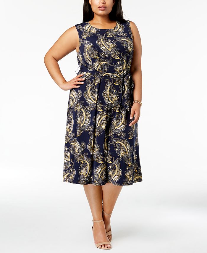 Charter Club Plus Size PaisleyPrint Fit & Flare Midi Dress, Created