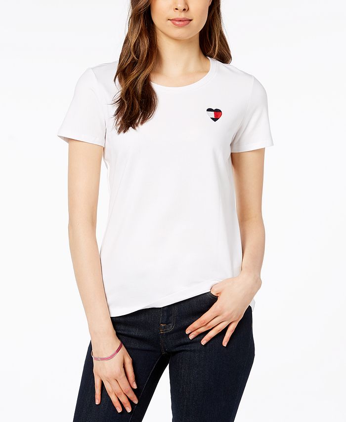 Buy Tommy Hilfiger Women White Brand Logo Printed Slim Fit T Shirt -  Tshirts for Women 18985672
