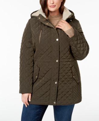 laundry by shelli segal quilted faux shearling lined hooded jacket