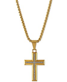 Diamond Cross Pendant Necklace (1/6 ct. t.w.) in Stainless Steel, Created for Macy's