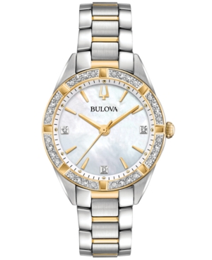 image of Bulova Women-s Sutton Diamond (1/10 ct. t.w.) Two-Tone Stainless Steel Bracelet Watch 32.5mm