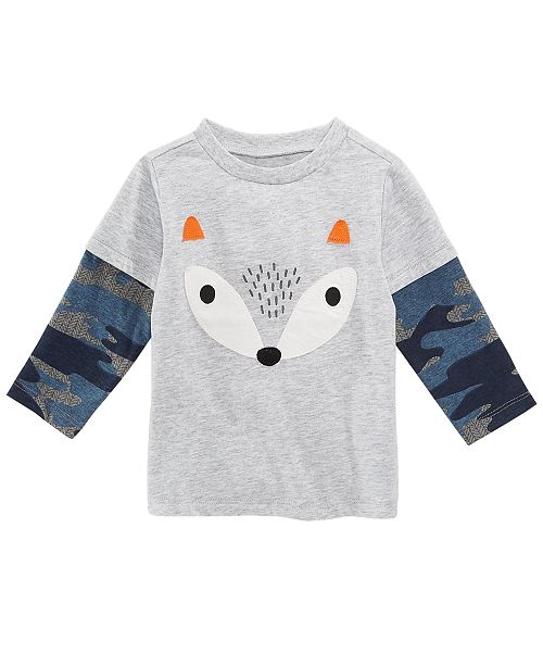 First Impressions Baby Boys Layered Look Fox Print T Shirt