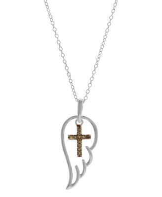 angel wing cross pendant