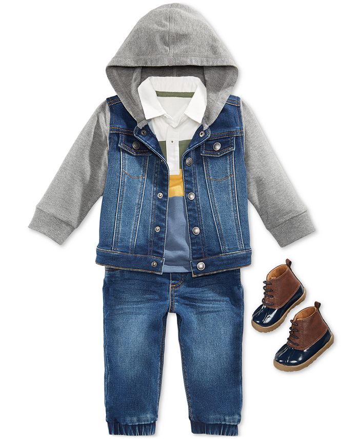First Impressions Baby Boys Hooded Denim Jacket, Polo Shirt, Jeans