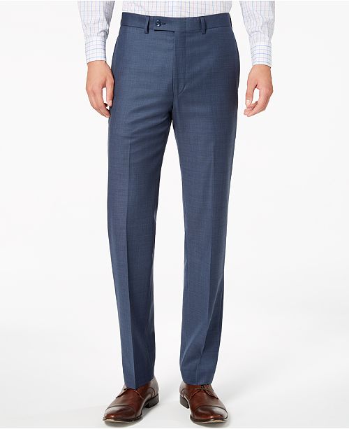 Calvin Klein Men S X Fit Slim Fit Stretch Blue Neat Suit Pants