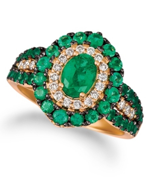 image of Le Vian Costa Smeralda Emeralds (1 5/8 ct. t.w.) and Nude Diamonds (1/4 ct. t.w.) Ring in 14k Rose Gold