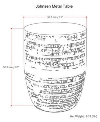 Johnsen 15" Wide Tribal Pattern Metal Accent Table in Antique Silver Iron, Assembled