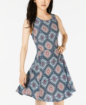 Be Bop - Juniors' Printed A-Line Dress