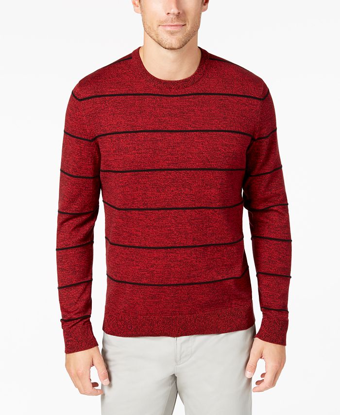 Alfani Men's Striped Crew-Neck Sweater, Created for Macy's - Macy's
