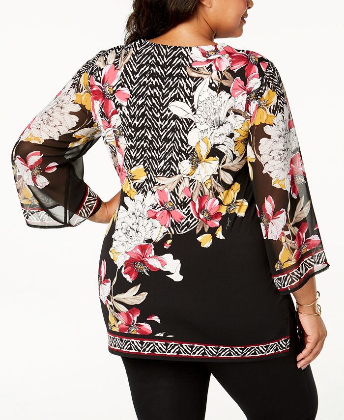 JM Collection Plus Size Embellished Chiffon Tunic, Created for Macy's ...
