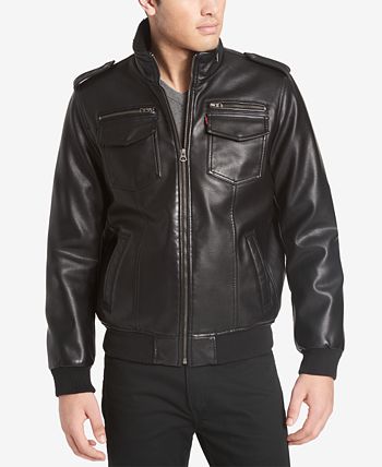 Levi's Men's Sherpa Lined Faux Leather Aviator Bomber - Macy's