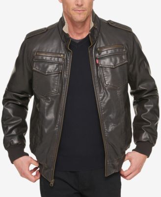 levi mens leather bomber jackets