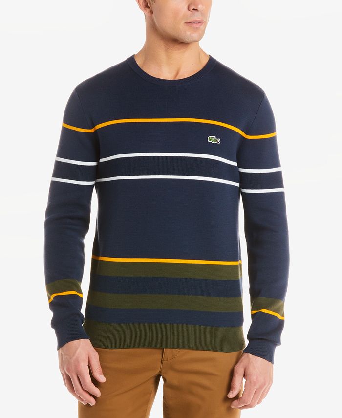 Lacoste Men's Regular-Fit Colorblocked Stripe Sweater & Reviews ...