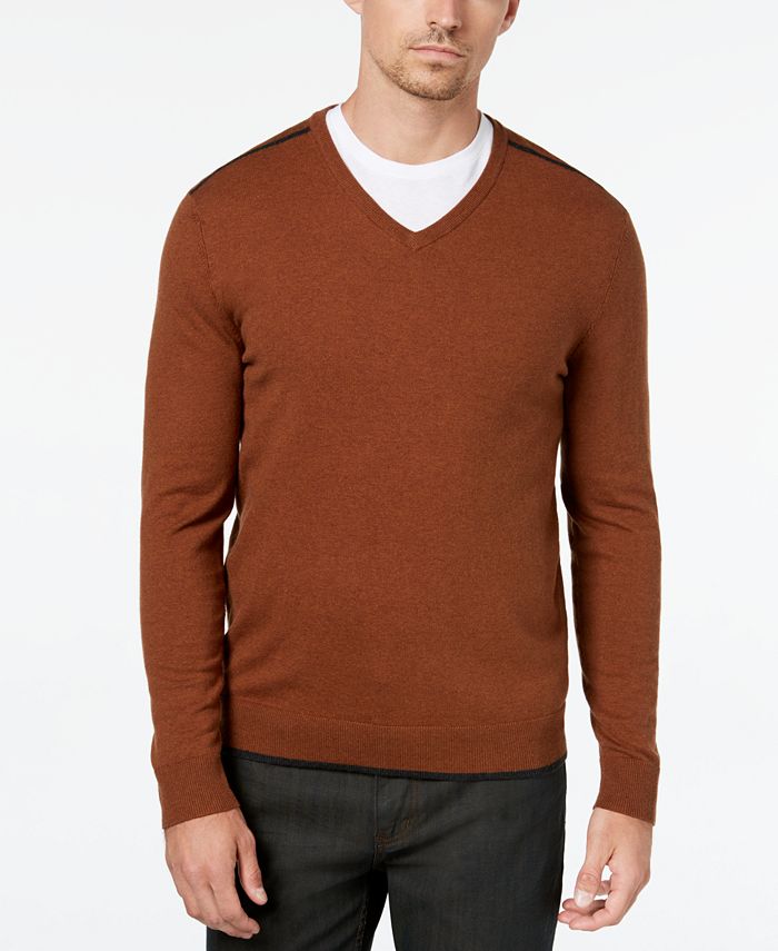 Alfani Men's Tipped V-Neck Sweater, Created for Macy's - Macy's