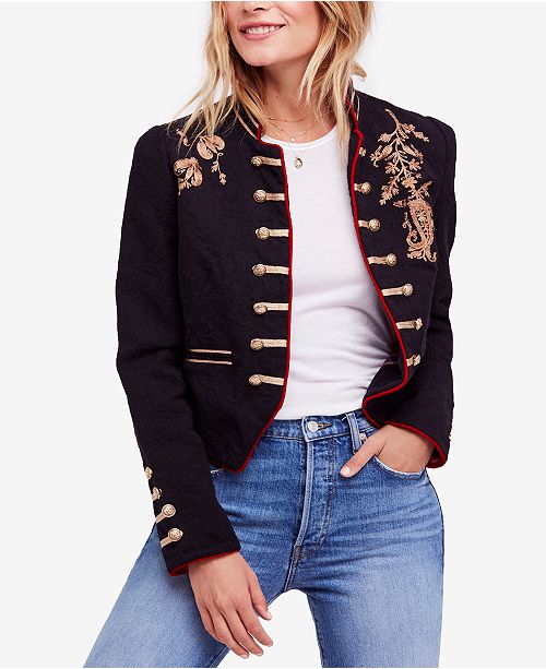 Free People Lauren Embroidered Cotton Band Jacket - Jackets & Blazers ...