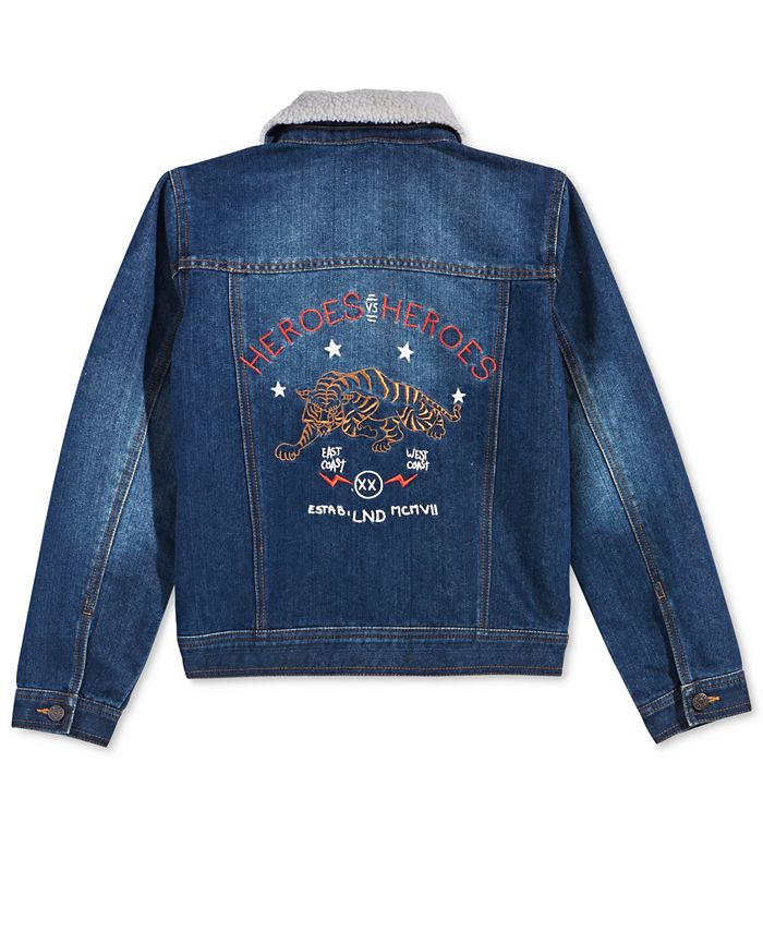 Embroidered back shop denim jacket