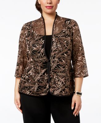 Alex Evenings Plus-Size Embroidered Jacket & Top Set - Macy's