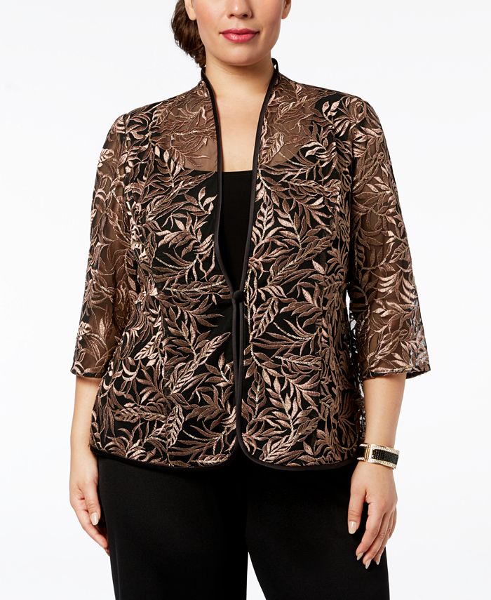 Alex Evenings Plus-Size Embroidered Jacket & Top Set - Macy's