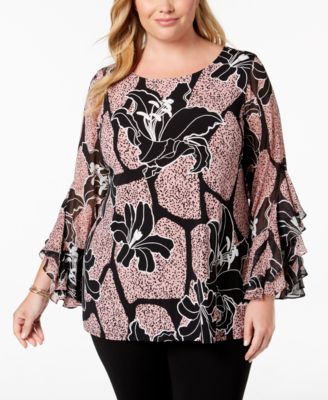 Alfani Plus Size Ruffled-Sleeve Top, Created For Macy's - Macy's