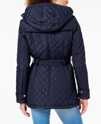 tommy hilfiger belted quilted coat