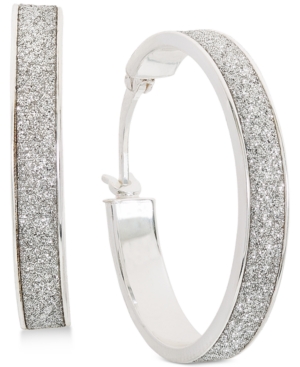 image of Giani Bernini Glitter Hoop Earrings in Sterling Silver, Created for Macy-s