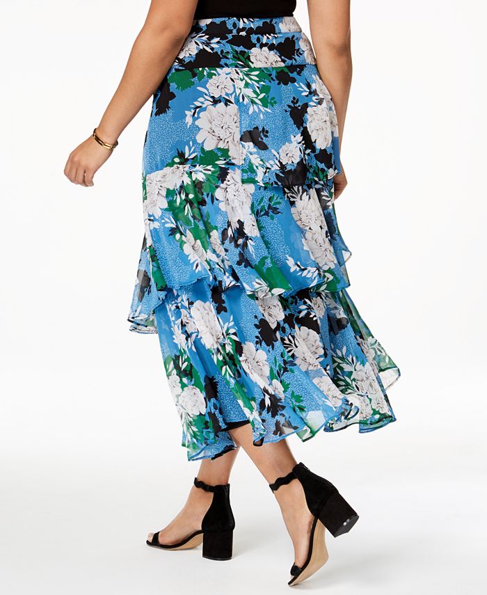 INC International Concepts I.N.C. Plus Size Printed Tiered Skirt ...
