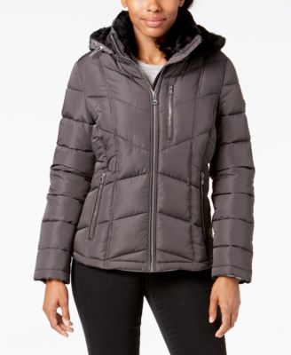 calvin klein petite hooded puffer coat