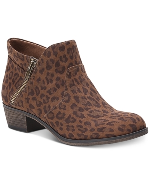 Size 7.5 Medium American Rag AR35 Abby Side Zip Short Ankle Boots, Leopard Micro