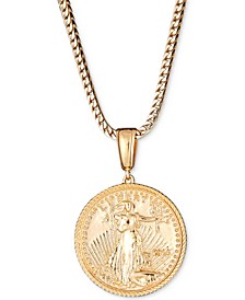 Men's Coin 24" Pendant Necklace in 14k Gold-Plated Sterling Silver