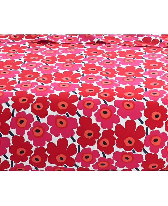 Marimekko Mini Unikko Cotton 200-Thread Count 4-Pc. Red Floral Queen Sheet Set & Reviews ...