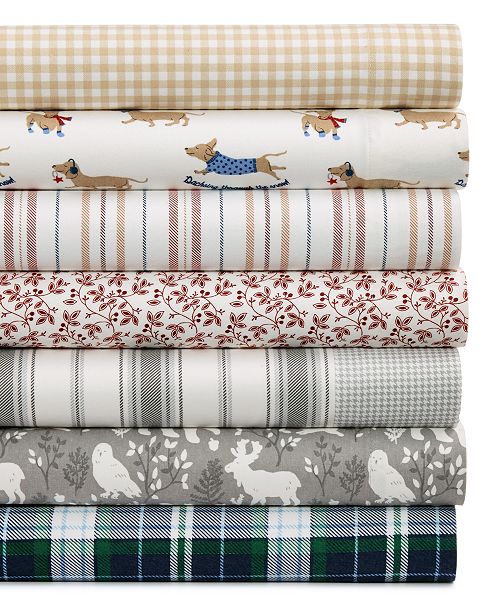 Martha Stewart Collection Printed Cotton Flannel Sheet Sets, Created for Macy&#39;s & Reviews ...