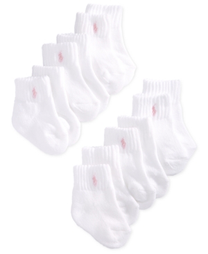 image of Ralph Lauren Baby Girls Quarter Length Low-Cut Socks 6-Pack