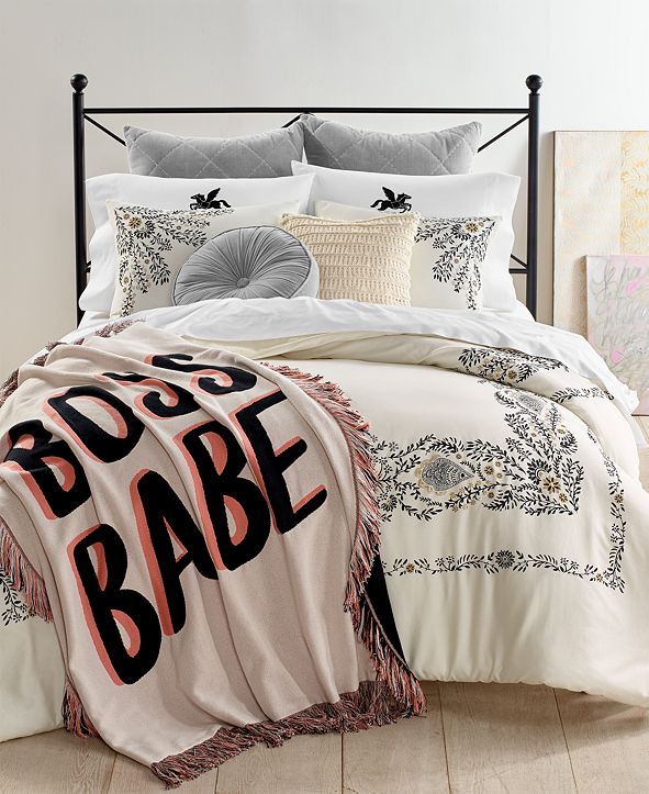 Martha Stewart Collection CLOSEOUT! Boss Babe Throw, Created for Macy&#39;s & Reviews - Bedding ...