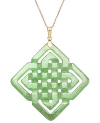 Macy's - 14k Gold Necklace, Jade Large Cutout Weave Pendant