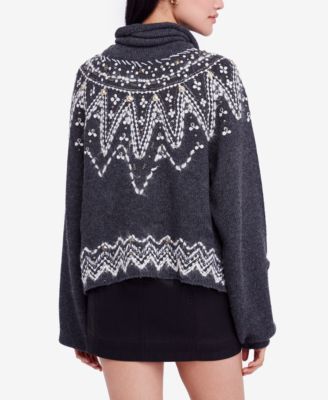 Free People Treasure Fair-Isle Cowl-Neck Sweater