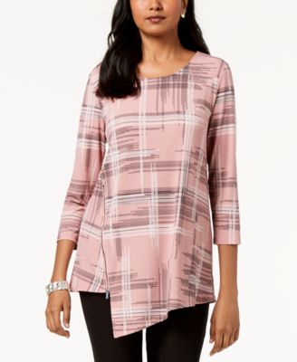 Alfani - Petite Printed Asymmetrical Top