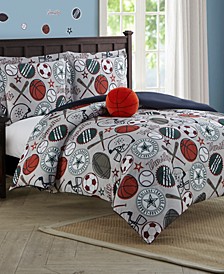 CLOSEOUT! League Sports 3-Piece Comforter Set With Decorative Pillow Twin