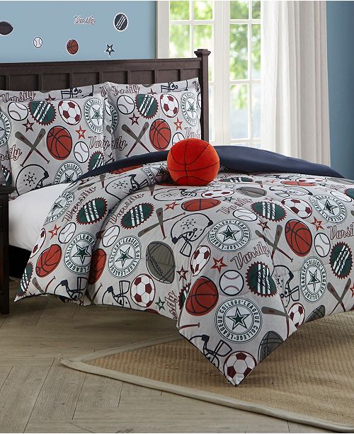 Mytex League Sports 3 Piece Comforter Set With Decorative Pillow
