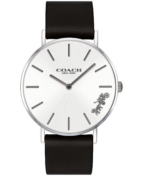 Coach Women S Perry Created For Macy S Black Leather Strap Watch 36mm Reviews Watches Jewelry Watches Macy S