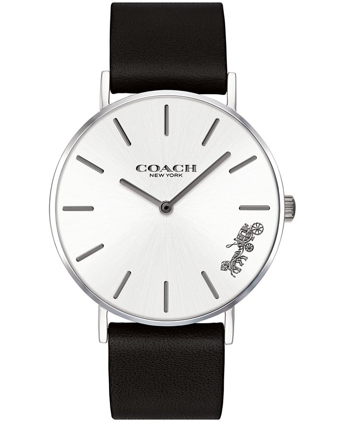 COACH Women's Perry Black Leather Strap Watch 36mm & Reviews - All Watches  - Jewelry & Watches - Macy's