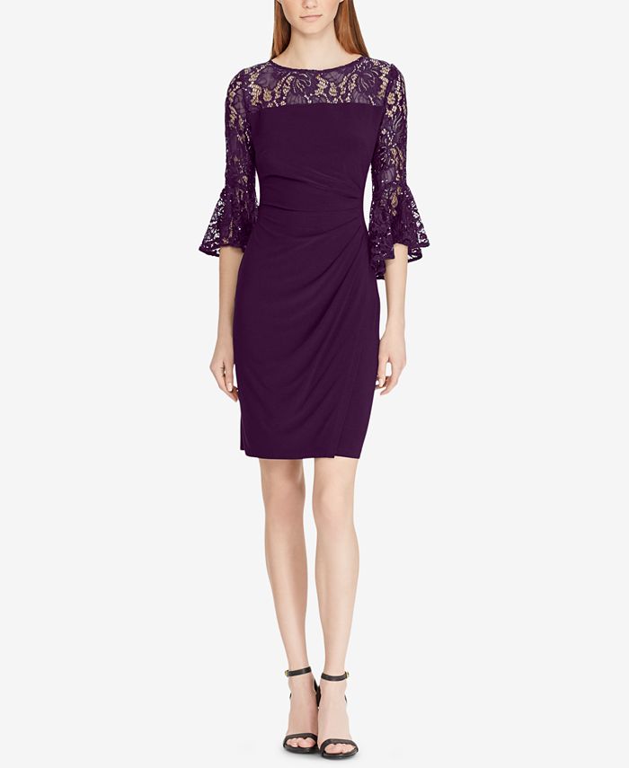 Ralph lauren lace sales trim dress