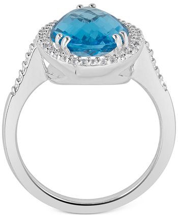 Macy's - Blue and White Topaz Halo Ring (5 ct. t.w.) in Sterling Silver