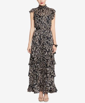 Rachel Roy Women's Ruffled Asymmetrical Midi Dress Black Size XXL